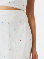 Scotch & Soda White Midi Skirt with Beaded details