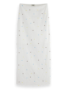 Scotch & Soda White Midi Skirt with Beaded details