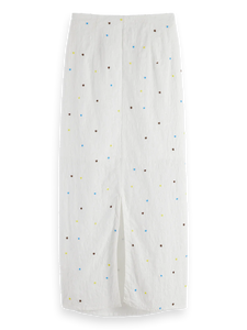 Scotch & Soda White Midi Skirt with Beaded details