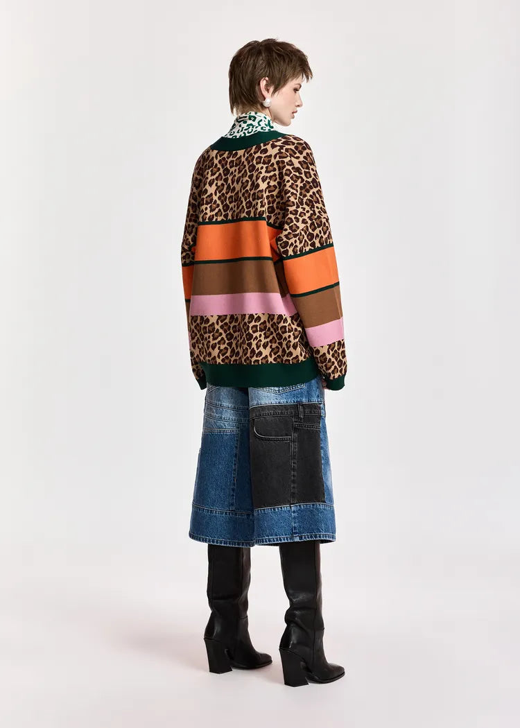 Essentiel Antwerp Leopard Print Knit Cardigan