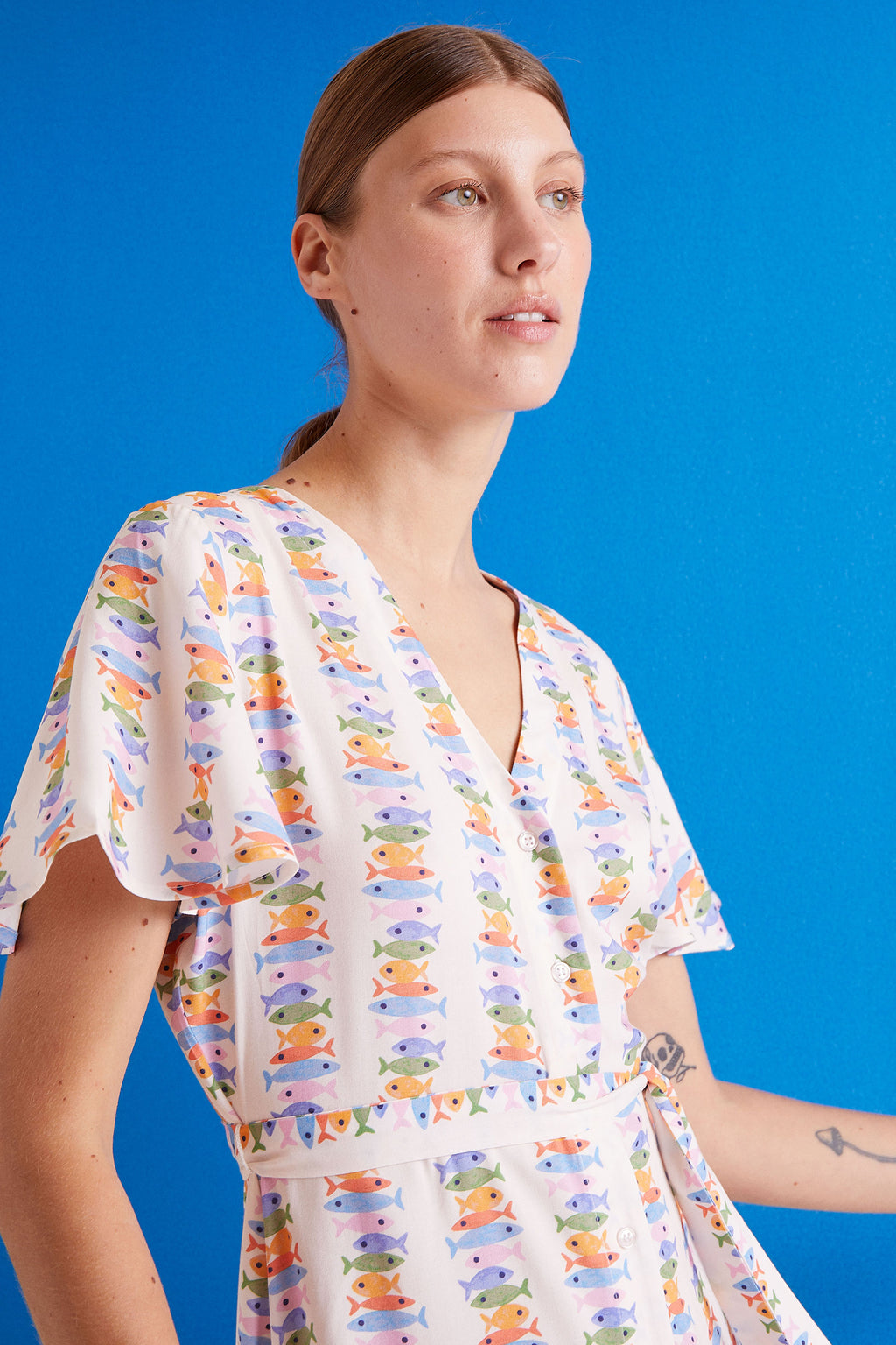 Compañia Fantastica Short Dress with Fish Print