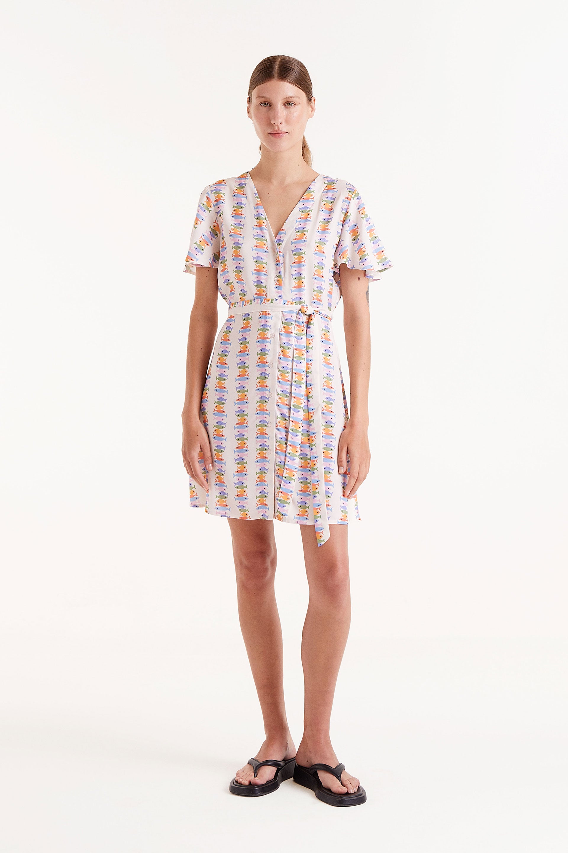 Compañia Fantastica Short Dress with Fish Print