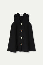 Compañia Fantastica Black Dress with Beaded Button detail