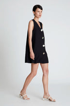 Compañia Fantastica Black Dress with Beaded Button detail