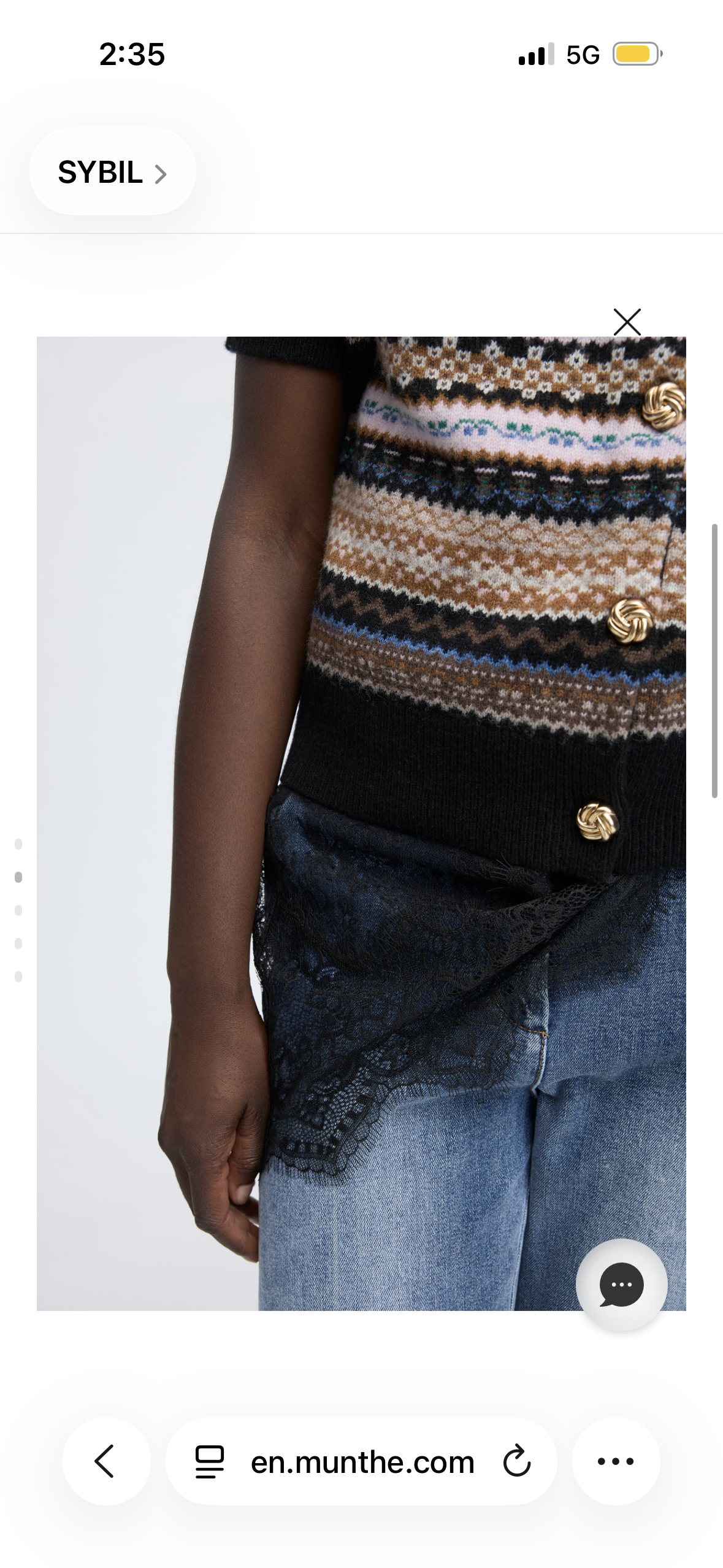 MUNTHE Red Grey Blue Short Sleeve Wool Blend Fair isle Cardigan