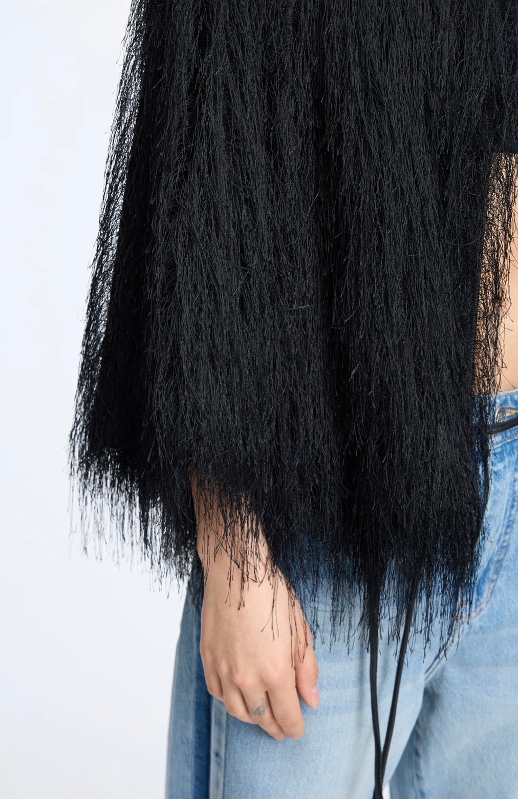 MUNTHE Black Fringe Jacket