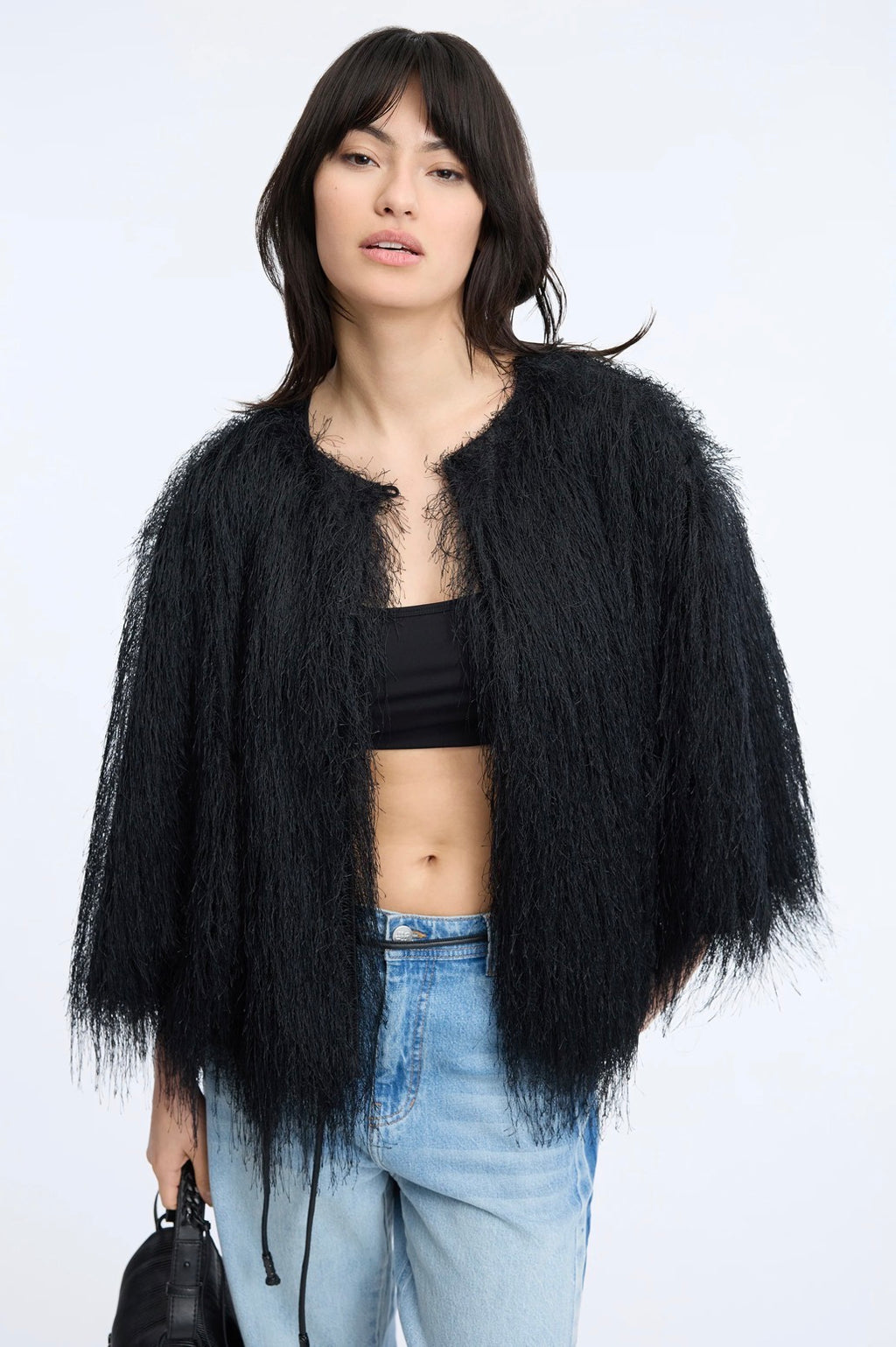 MUNTHE Black Fringe Jacket