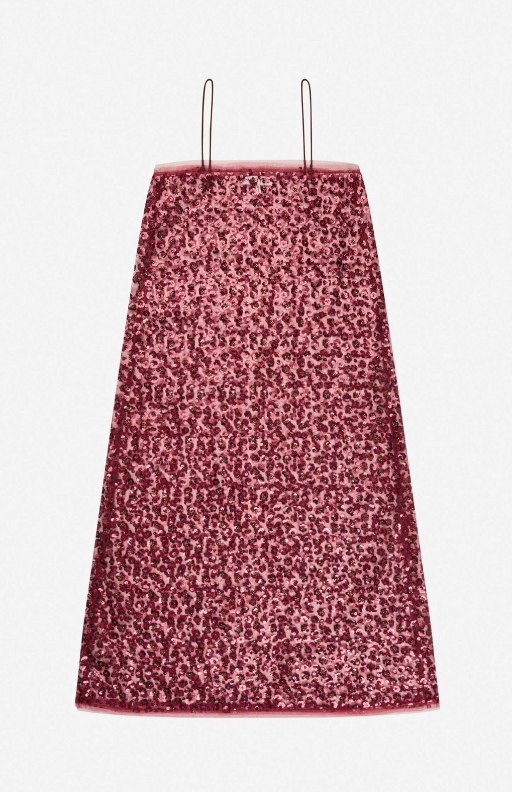 MUNTHE Red Floral Sequin Sheer Dress