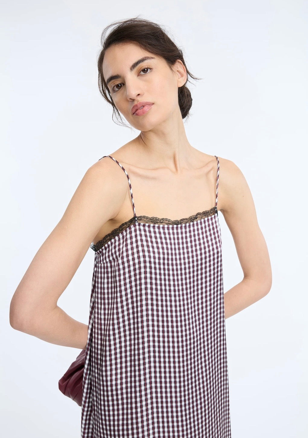 MUNTHE Red Check Slip Dress