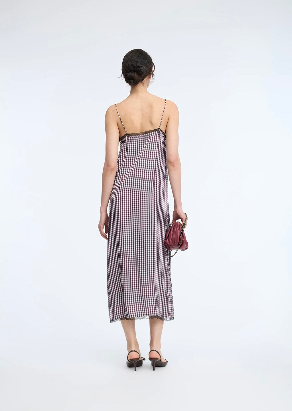 MUNTHE Red Check Slip Dress