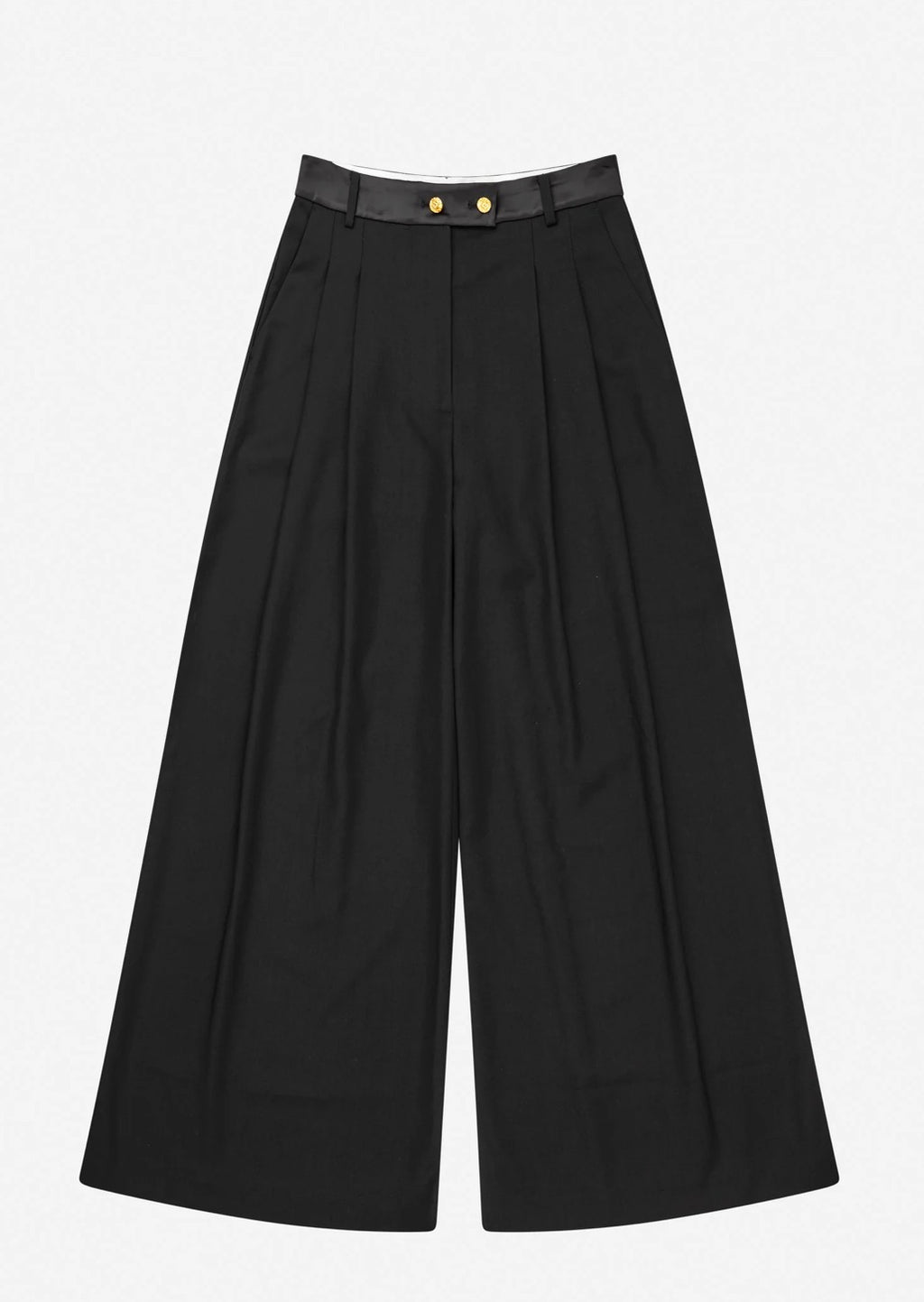 MUNTHE Black Wide Leg Tuxedo Style Trousers