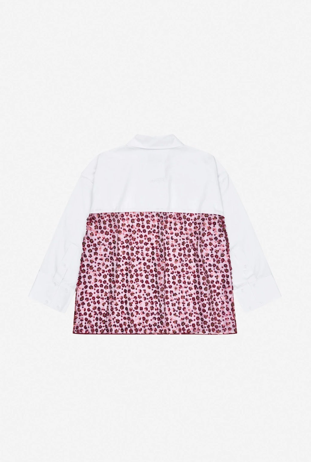 MUNTHE White Oversized Shirt with Red Sequin Back Panel