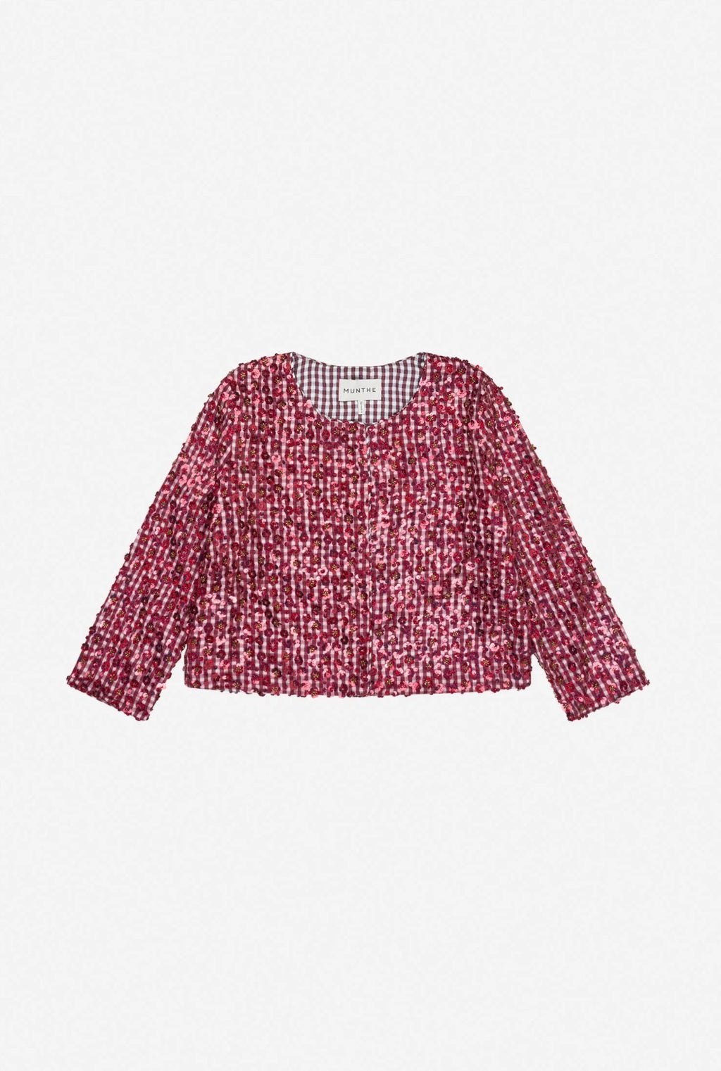 MUNTHE Red Check Jacket With Sequin Overlay