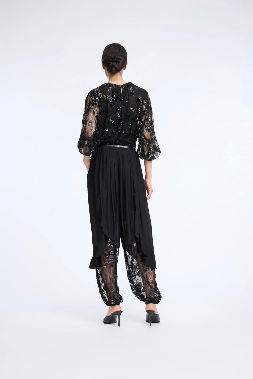 MUNTHE Sheer Black Sequin Blouse