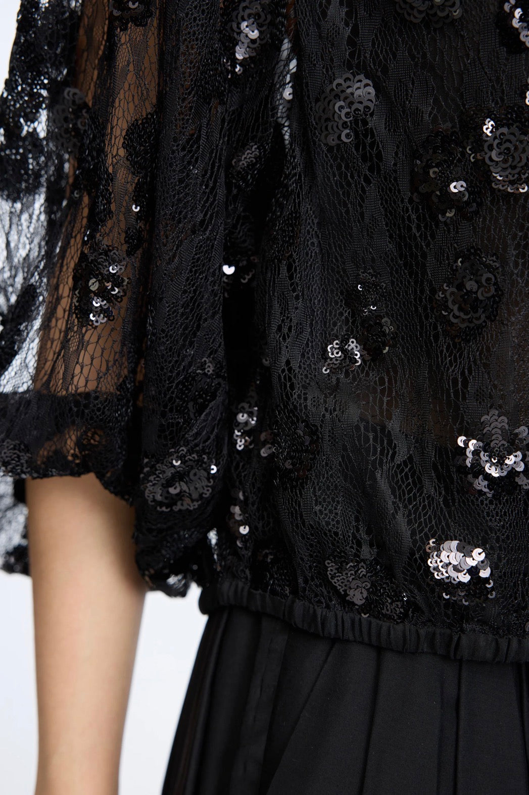 MUNTHE Sheer Black Sequin Blouse