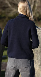 Fisherman Navy Funnel Neck Jumper