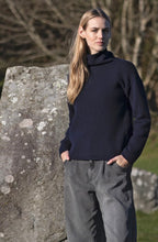 Fisherman Navy Funnel Neck Jumper