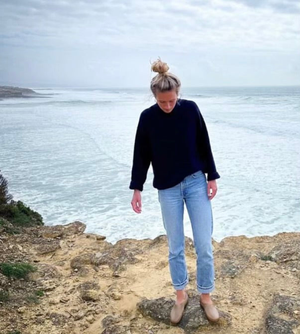 Fisherman Navy Funnel Neck Jumper