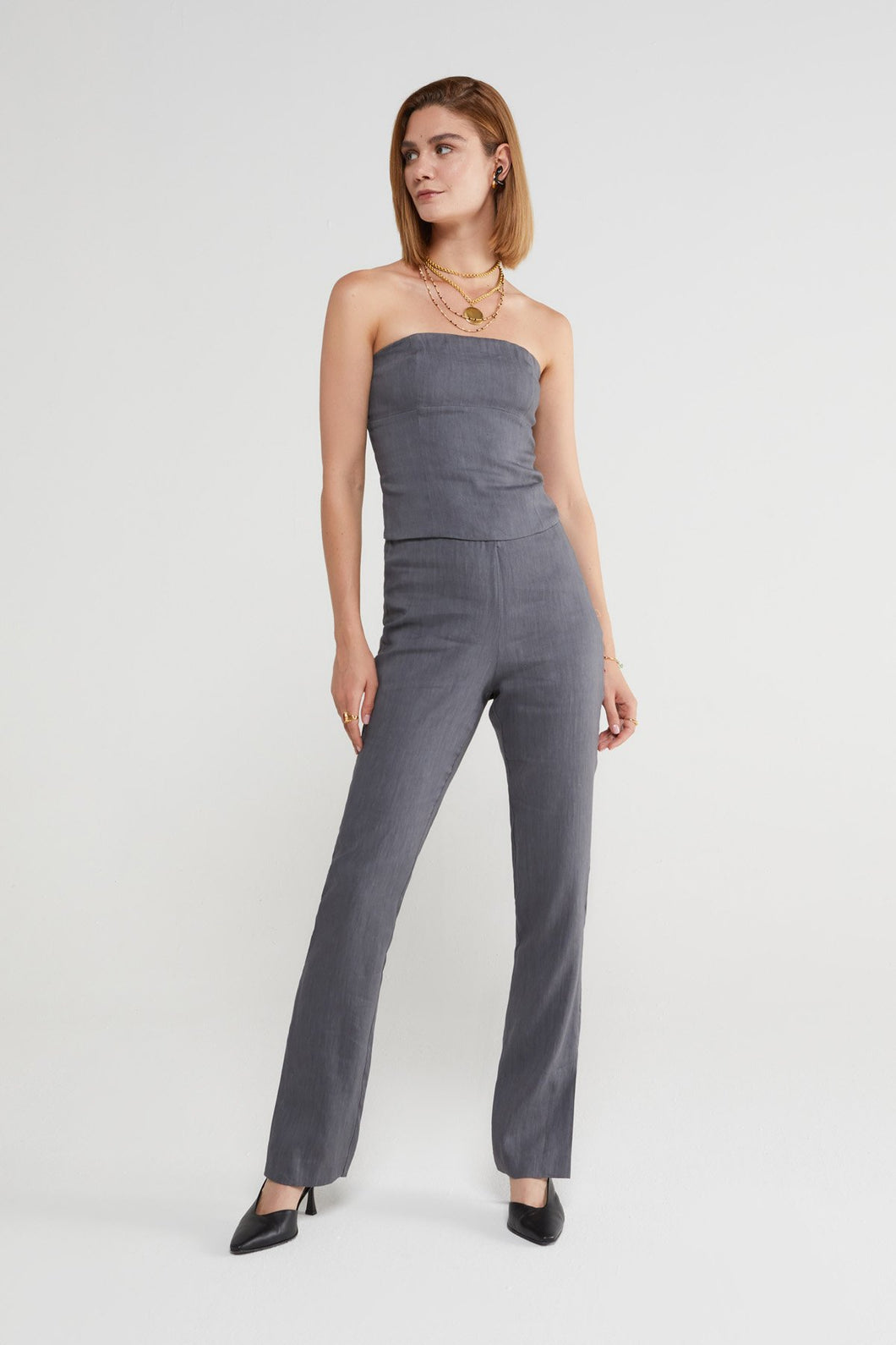 Ottod'Ame Grey Linen Blend Bustier