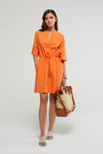 Load image into Gallery viewer, Ottod&#39;Ame Orange Poplin Short Dress
