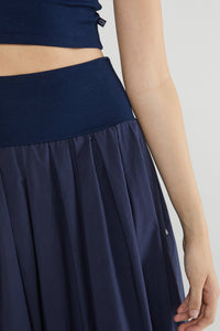 Ottod'Ame Navy Poplin Long Skirt