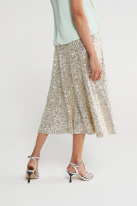 Ottod'Ame Champagne Sequin Midi Skirt with Sequins