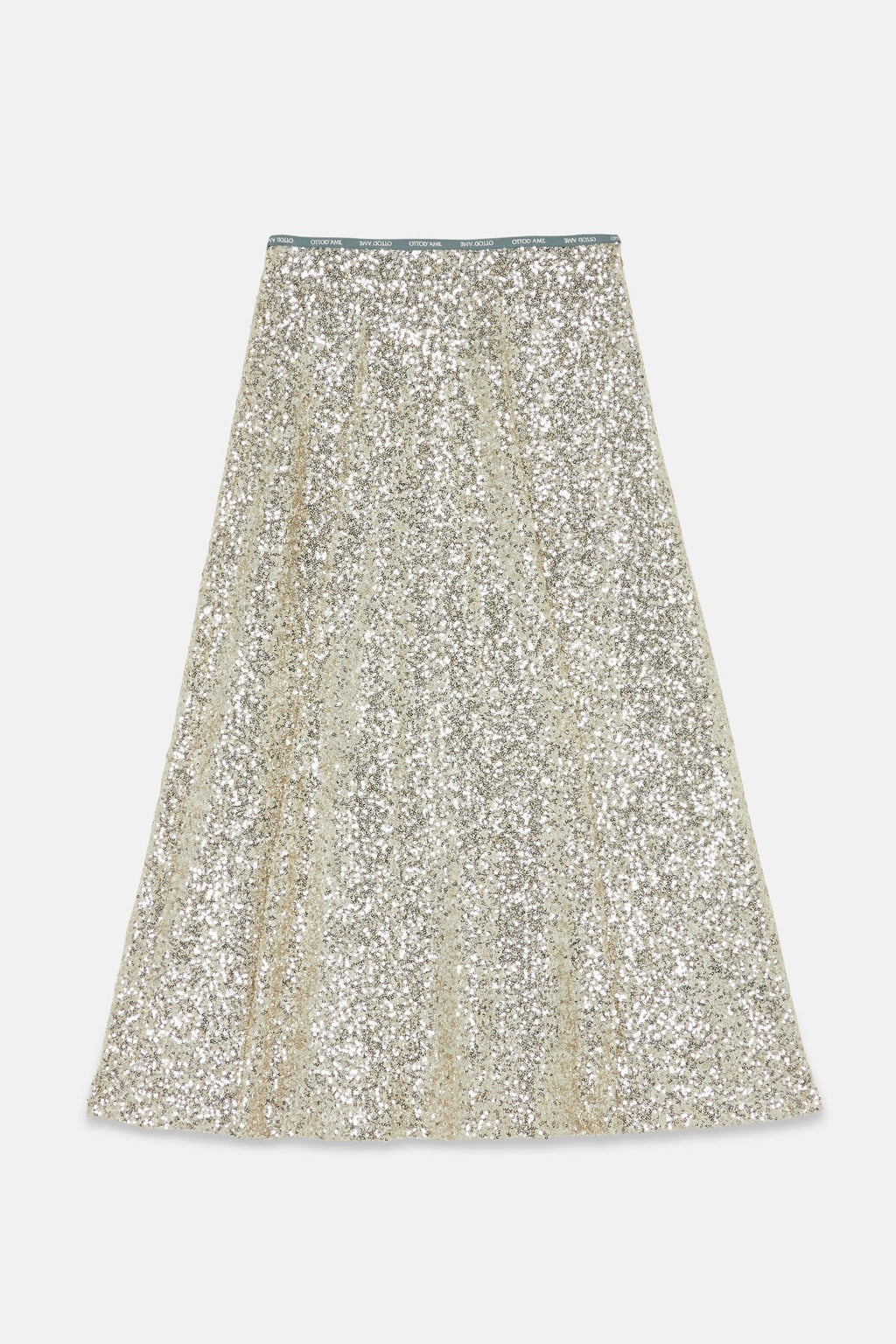 Ottod'Ame Champagne Sequin Midi Skirt with Sequins