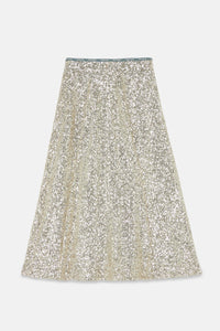 Ottod'Ame Champagne Sequin Midi Skirt with Sequins