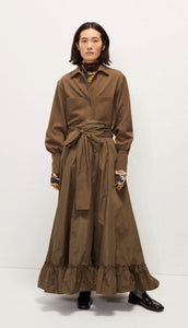 Beatrice B Olive Green Silk Taffeta Skirt