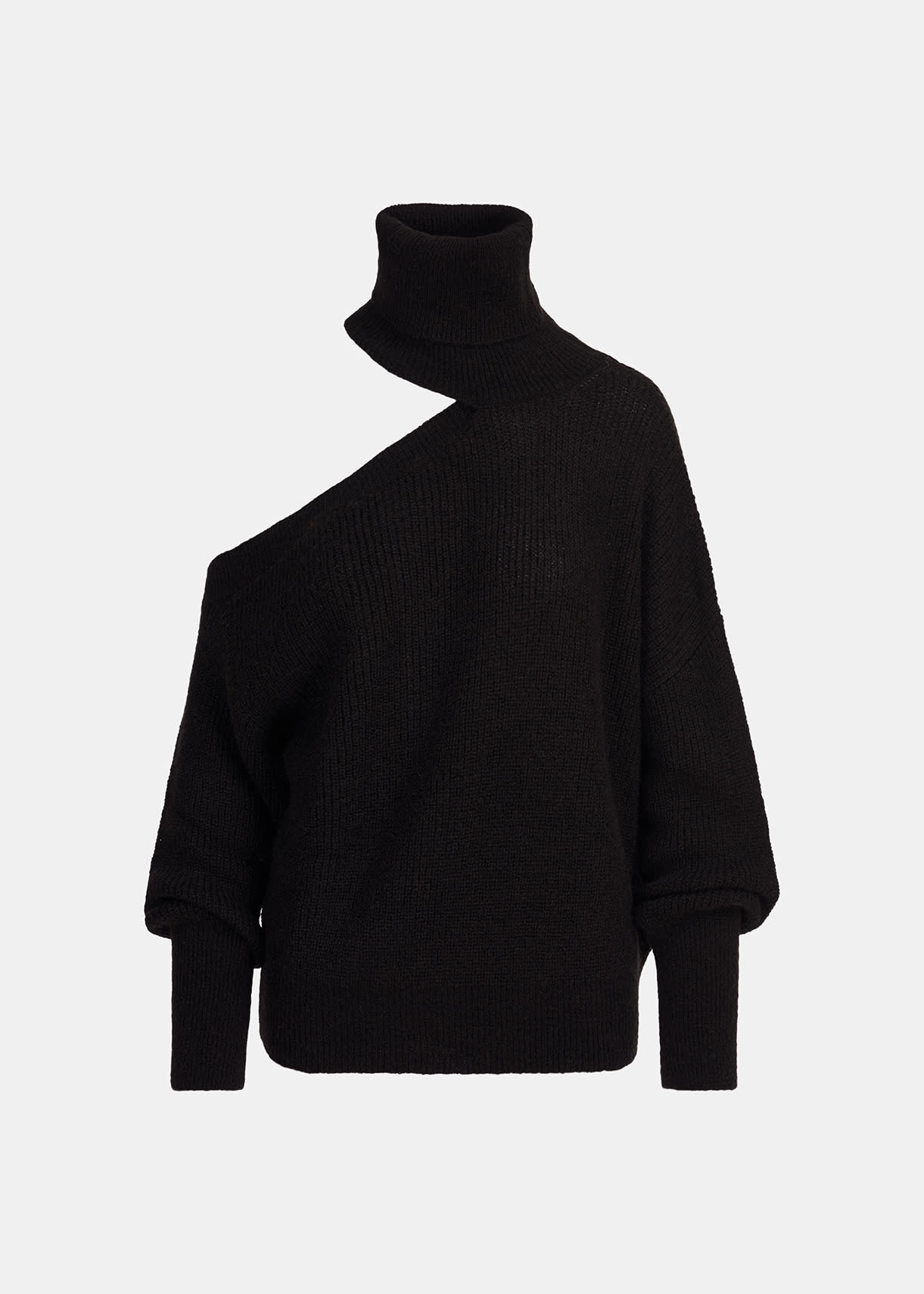 Essentiel Antwerp Black Wool-blend Knitted Cold Shoulder Jumper