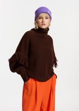 Load image into Gallery viewer, Essentiel Antwerp Dark Brown Fringed Knit Sweater
