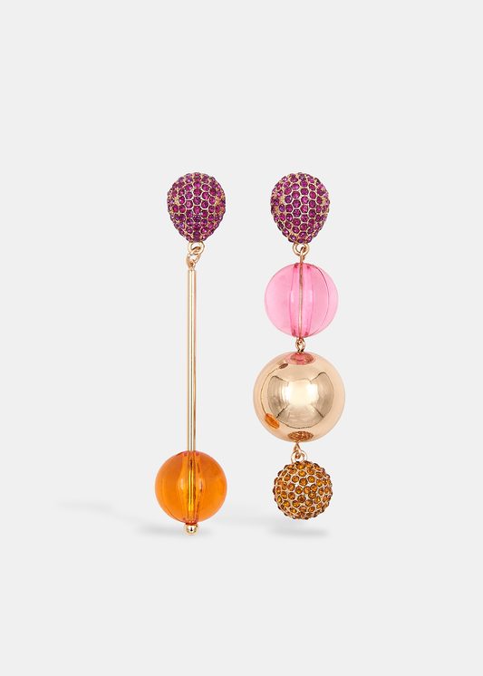 Essentiel Antwerp Gold-tone, Purple & Orange Sphere Earrings