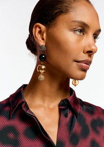 Essentiel Antwerp Gold-tone and Black Sphere Earrings
