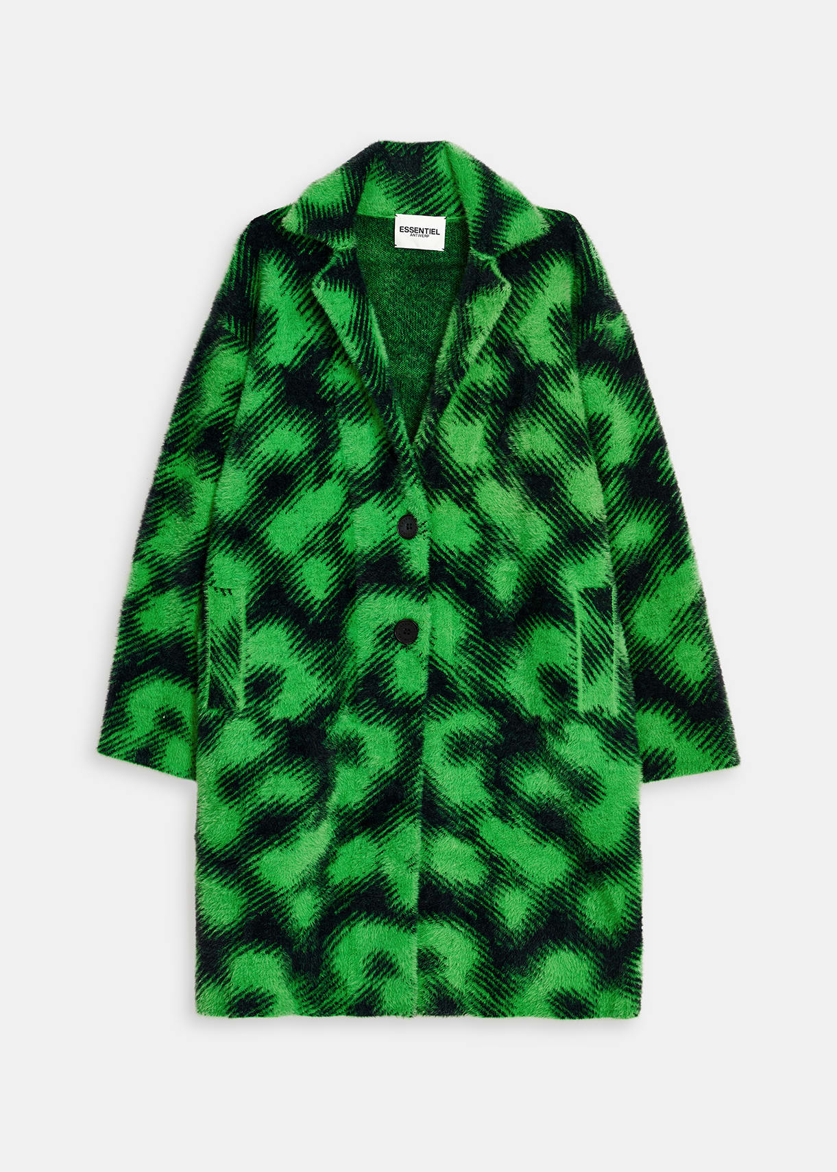 Essentiel Antwerp Black & Green Oversized Cardicoat