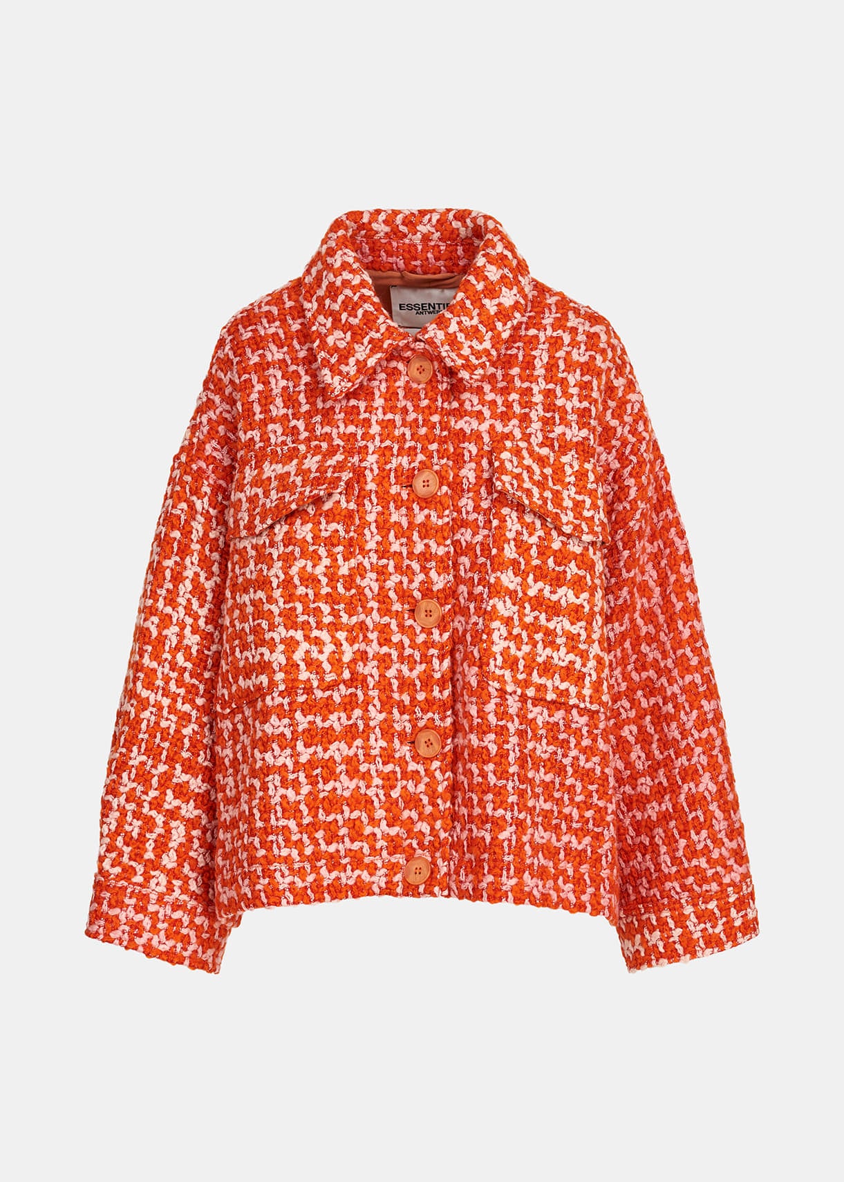 Essentiel Antwerp Orange and Cream Wool Tweed Jacket