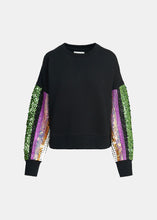 Load image into Gallery viewer, Essentiel Antwerp Black Sweatshirt with Multicoloured Sequin Embroideries
