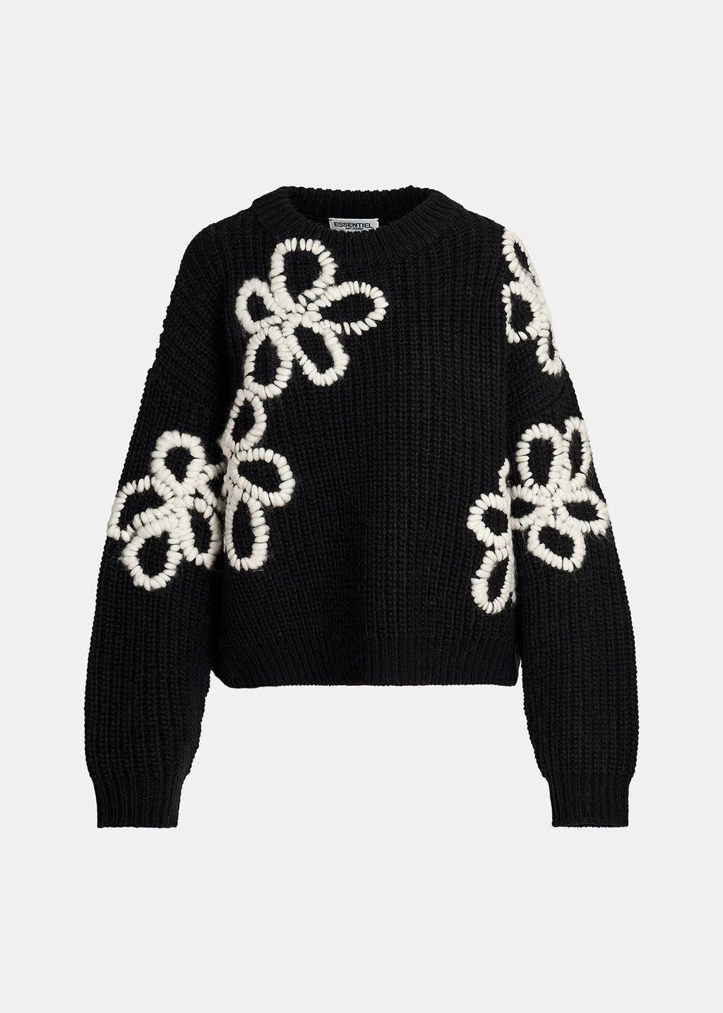 Essentiel Antwerp Black Chunky Ribbed Knit Jumper
