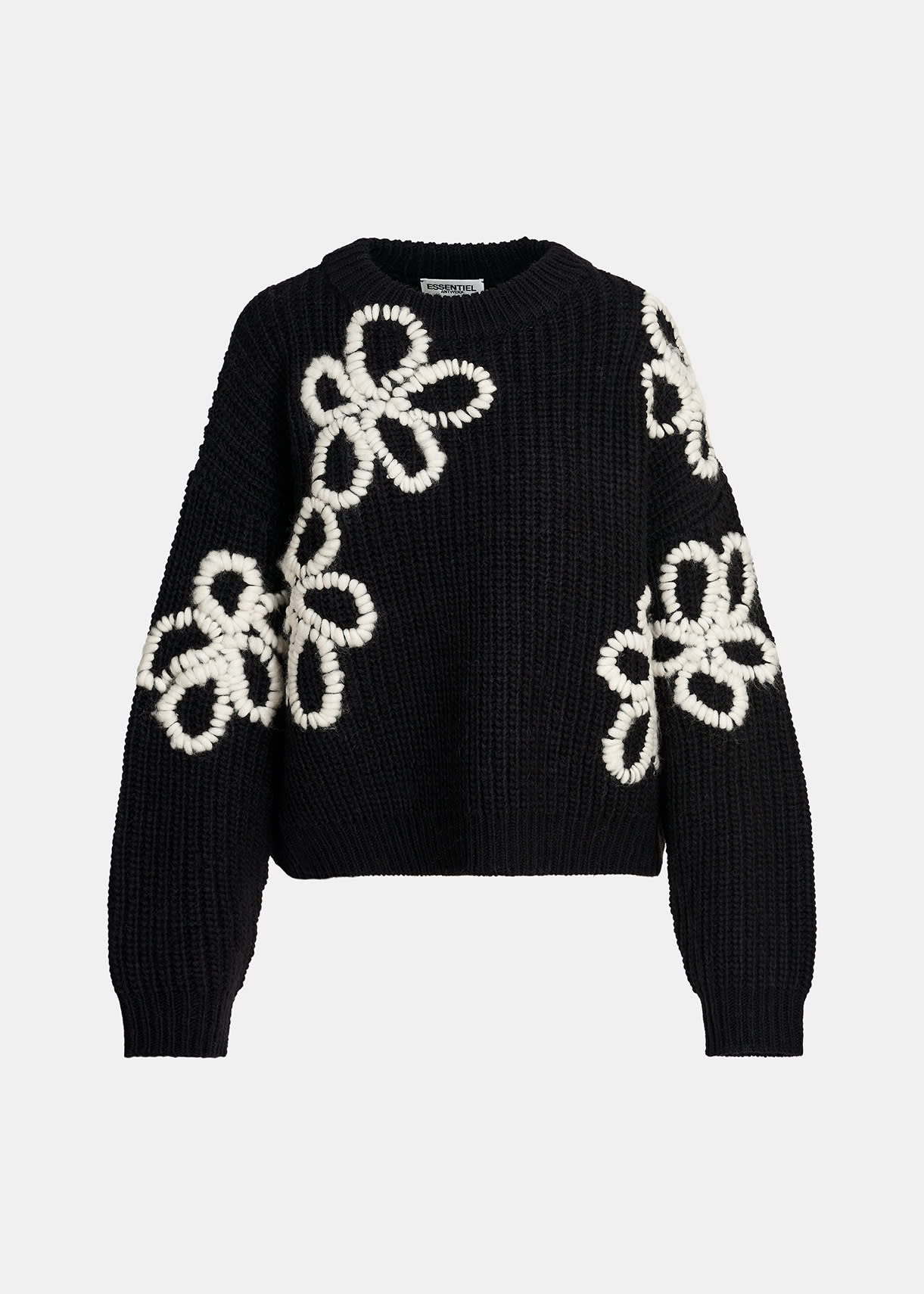 Essentiel Antwerp Black Chunky Ribbed Knit Jumper