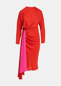 Essentiel Antwerp Red and Orange Draped Midi Dress