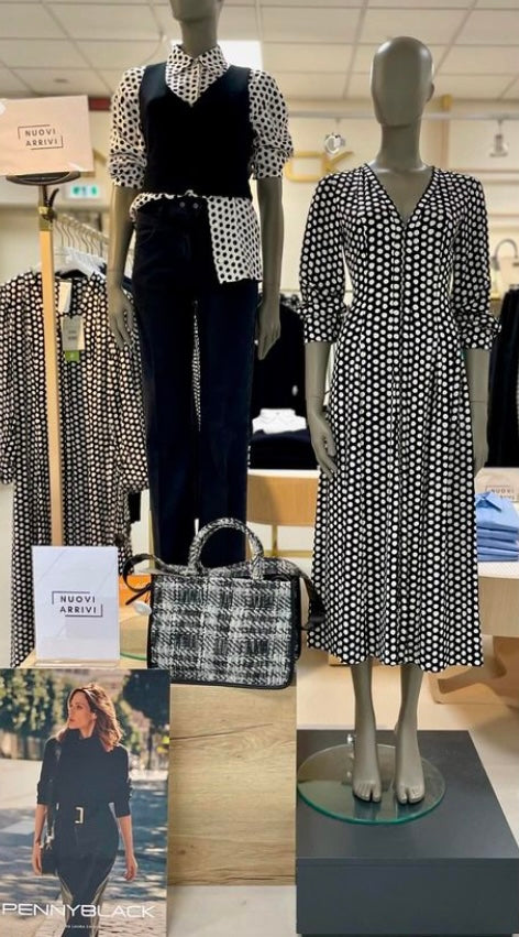 PENNYBLACK Black & White Polka Dot Sable Midi Dress