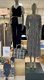 PENNYBLACK Black & White Polka Dot Sable Midi Dress