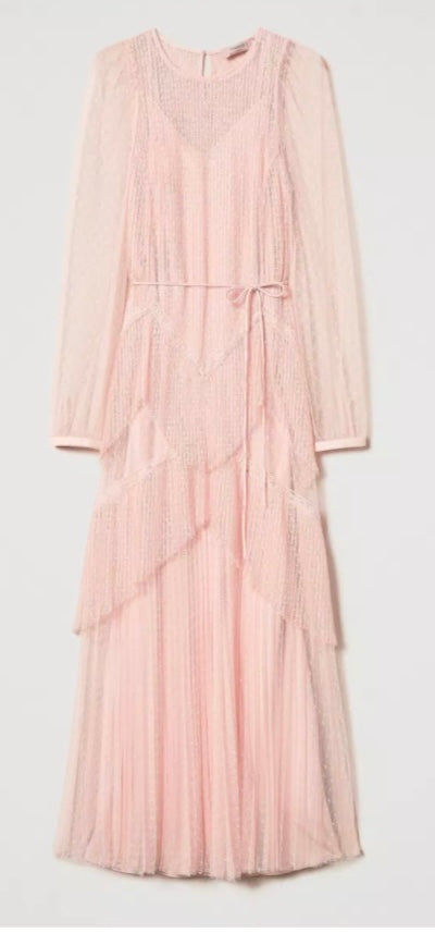 Twinset Milano Cupcake Pink Long pleated Tulle Dress