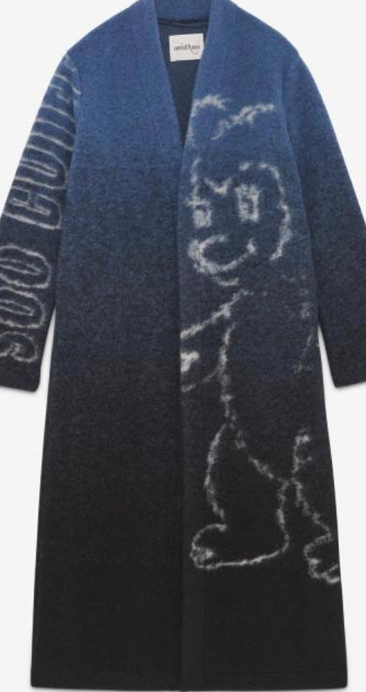 Ottodame Blue / Black Teddybear Wool Coat