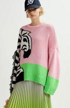 Essentiel Antwerp Pink Zebra Cotton Jumper