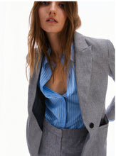 Load image into Gallery viewer, PENNYBLACK Navy Gingham Linen &amp; Cotton Blazer
