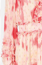 RDF Pink & Off-White Abstract Floral Midi Dress