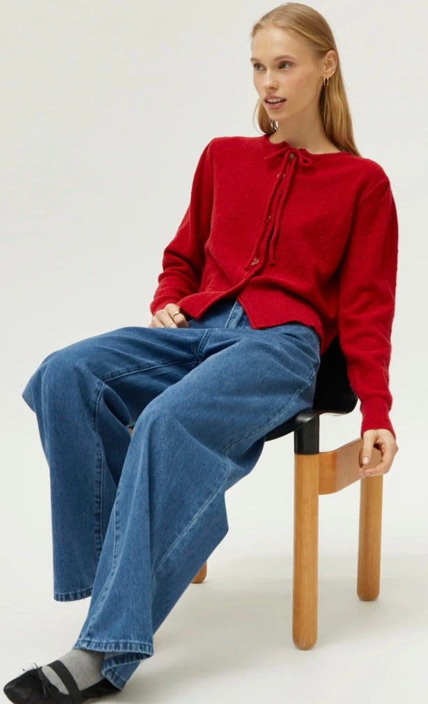 Compania Fantastica Claret-Red Fine Knit Cardigan