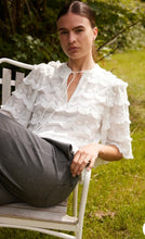 Load image into Gallery viewer, RDF White Elbow length Blouse -Top with Tassle details
