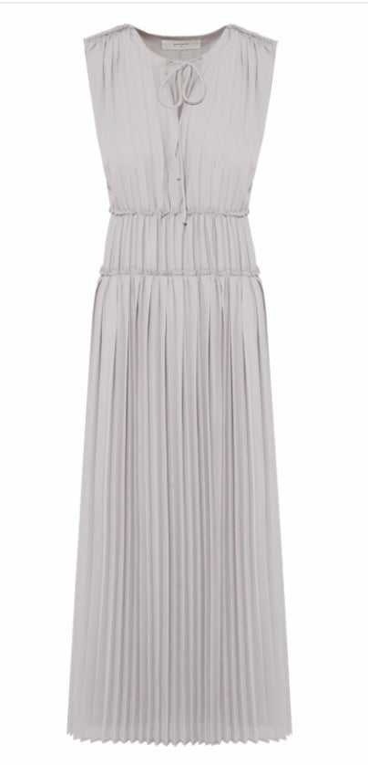 Beatrice B Dove Grey Grecian Pleated Dress