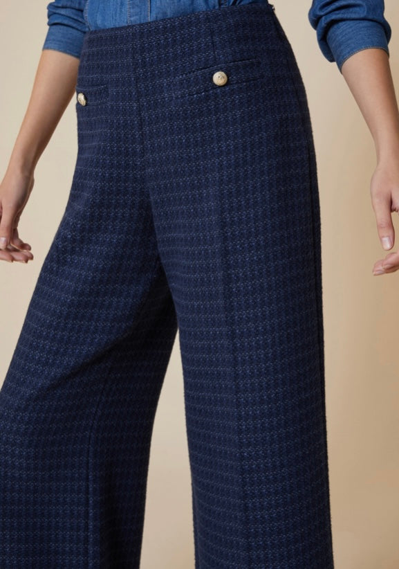 PennyBlack Navy / Black Tweed Weave Wide Leg Trousers